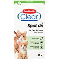 BOB MARTIN Transparente 12 Semanas Repelente Protección Pulga y Garrapata Spot para Gatos